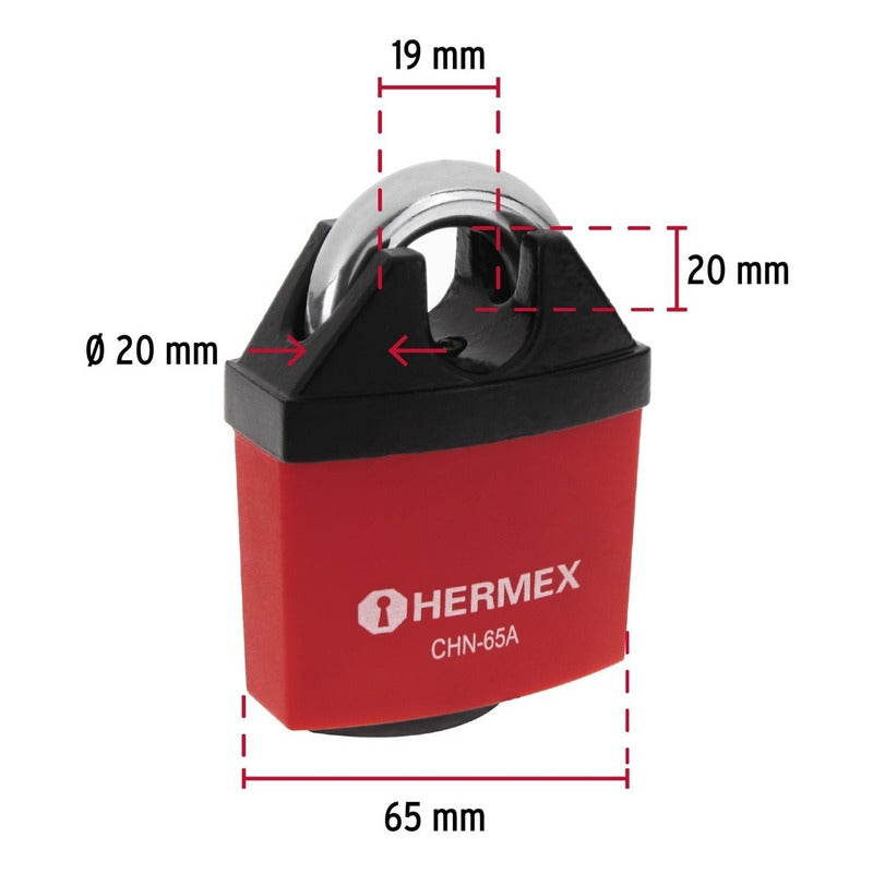 Candado De Hierro 65 mm Anti-ganzúa Hermex Chn-65a