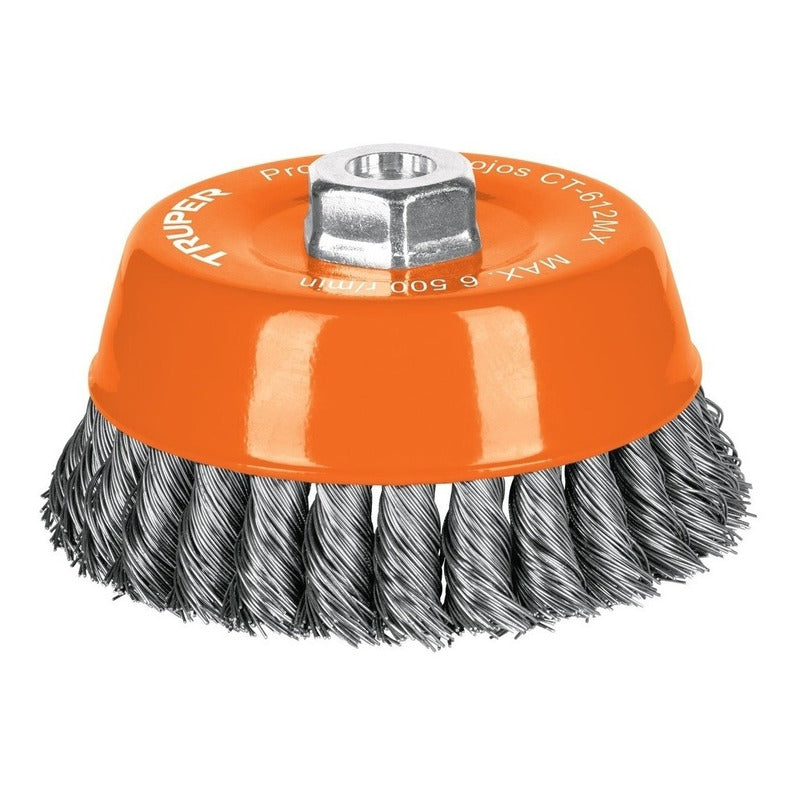 Escobilla Copa Trenzada 5" para esmeril Eje 5/8" Truper Ct-612x