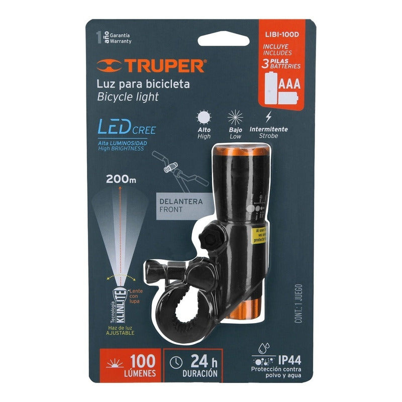 Linterna Delantera Para Bicicleta Luz Led Truper Libi-100d