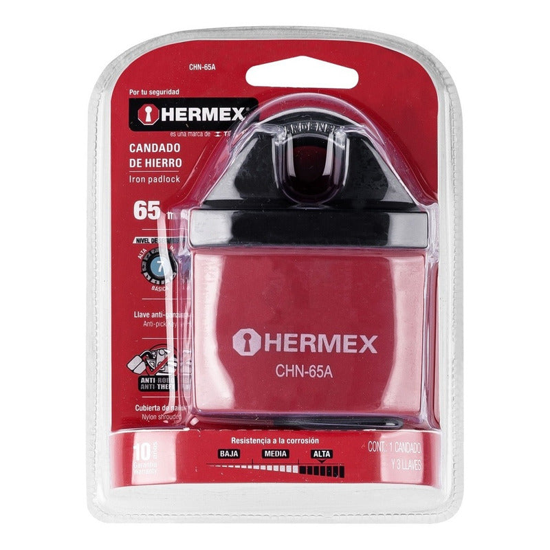 Candado De Hierro 65 mm Anti-ganzúa Hermex Chn-65a