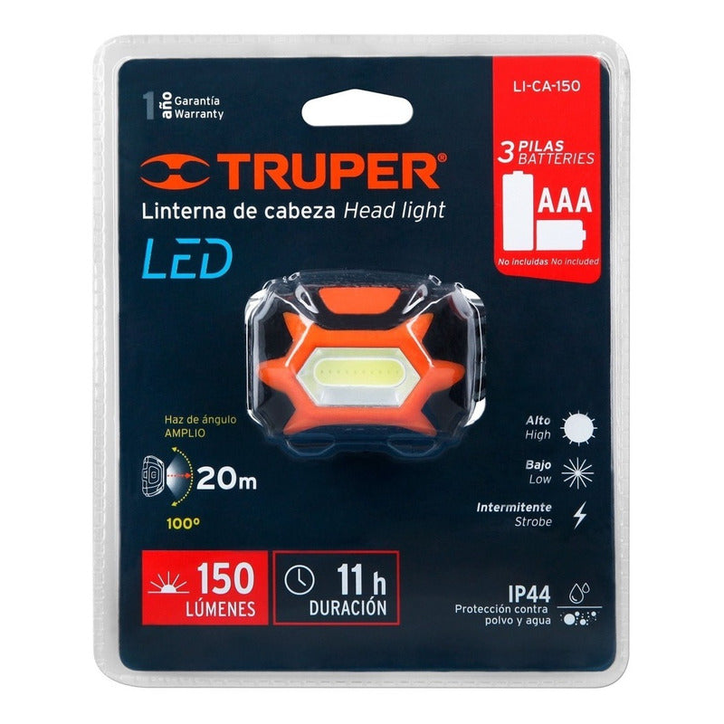 Linterna Frontal Para Cabeza Luz Led Truper Li-ca-150