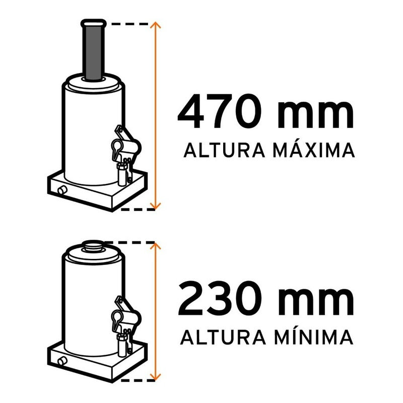 Gata Hidráulica Tipo Botella Para 8 Ton Truper GAT-8