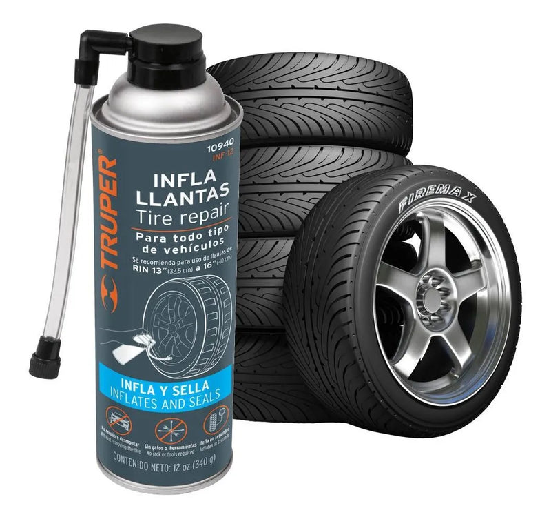 Sellador E Inflador De Llantas 340 Grs Truper INF-12