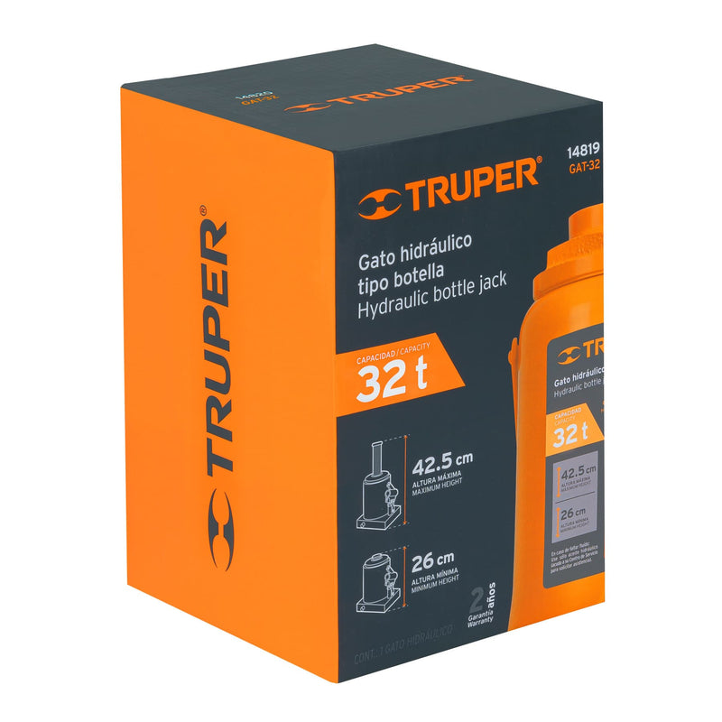 Gata Hidráulica Tipo Botella Para 32 Ton Truper GAT-32