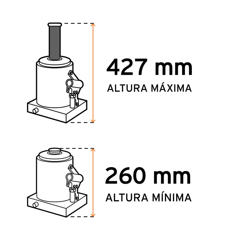 Gata Hidráulica Tipo Botella Para 32 Ton Truper GAT-32