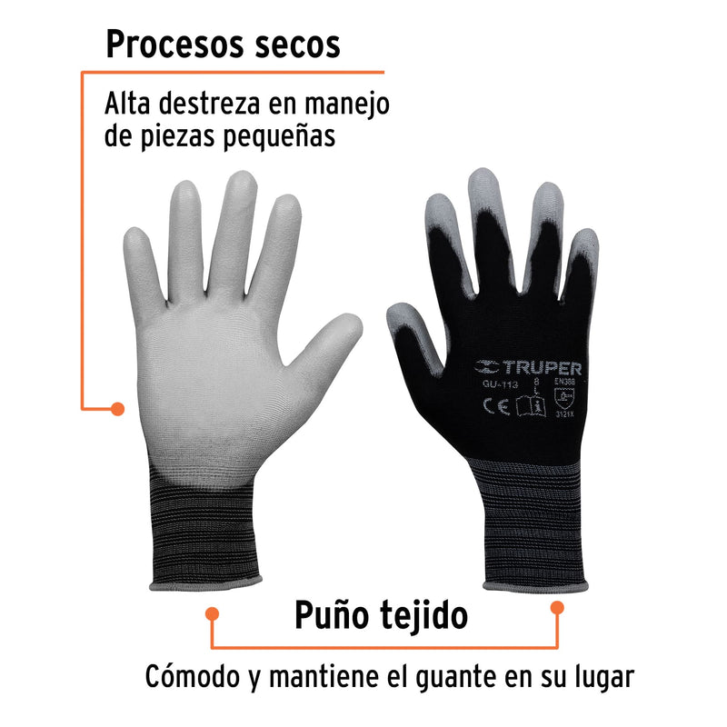 Guante Nylon Poliuretano para Mecánicos Talla Grande Truper GU-113