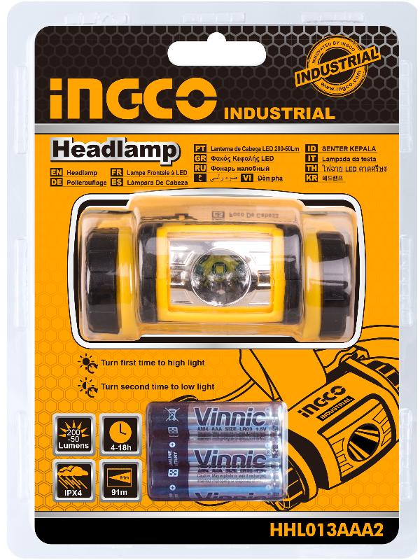 Linterna LED Industrial Para la Cabeza con 3 Pilas AAA INGCO HHL013AAA2