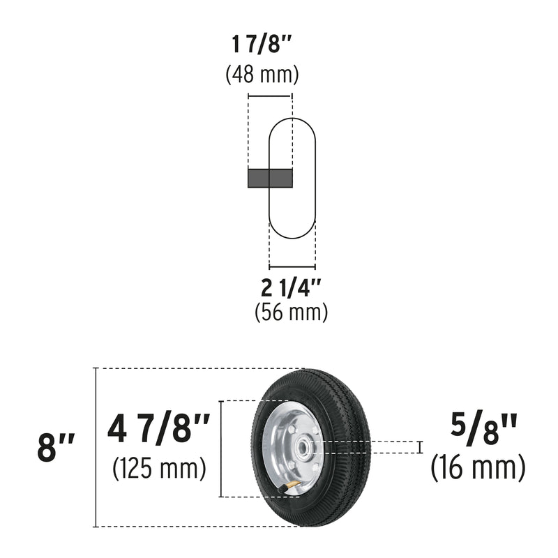 Rueda Completa Ligera Con Eje Lateral 8" Truper LLN-8L