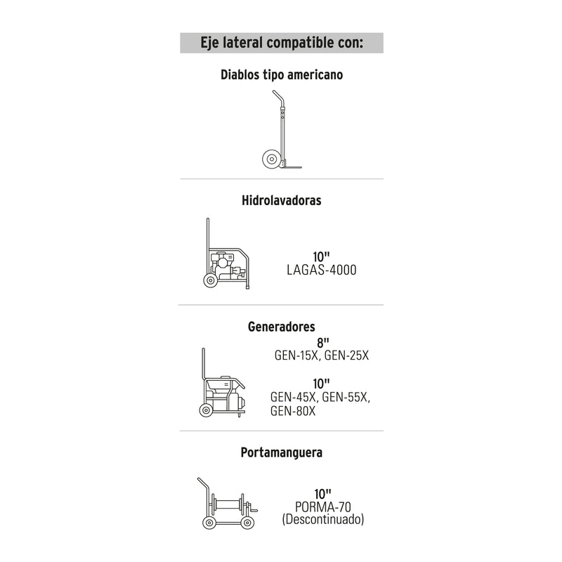 Rueda Completa Ligera Con Eje Lateral 8" Truper LLN-8L
