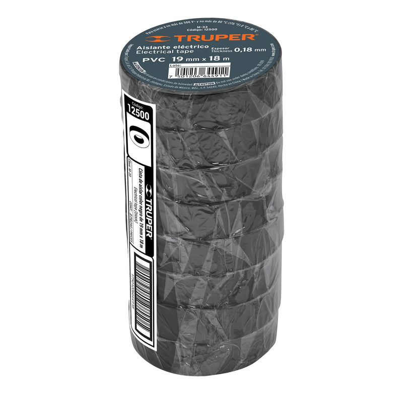 Huincha Aisladora 19 mm x 18 m Negra Truper M-33