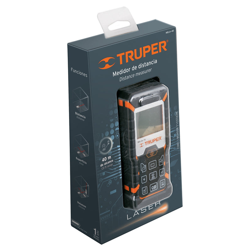 Medidor Laser De Distancia Maximo 40 Mts. Truper MELA-40