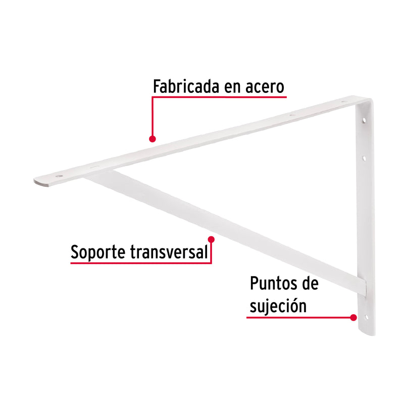 Escuadra Estante Reforzada Blanca 13"x 20" Truper Mer-20b