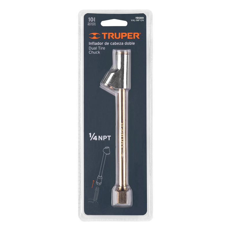 Inflador De Cabeza Doble De 1/4" NPT Truper VAL-INF-1/4